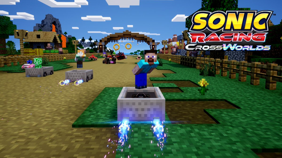 / 『ソニックレーシング クロスワールド』 有償DLC第1弾『マインクラフト』 解禁トレーラー公開! \ 「アレックス」「スティーブ」「クリーパー」が参戦中! ブロックの世界をモチーフにしたコースやマシンにも注目です! #ソニックレーシングCW