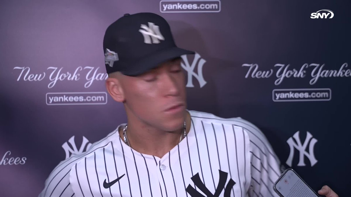 "I liked our chances all year. Just sucks for the guys that might be their last time wearing pinstripes and not being able to have a long run with them... disappointed we let all those guys down" Aaron Judge talks about the disappointment of being eliminated: