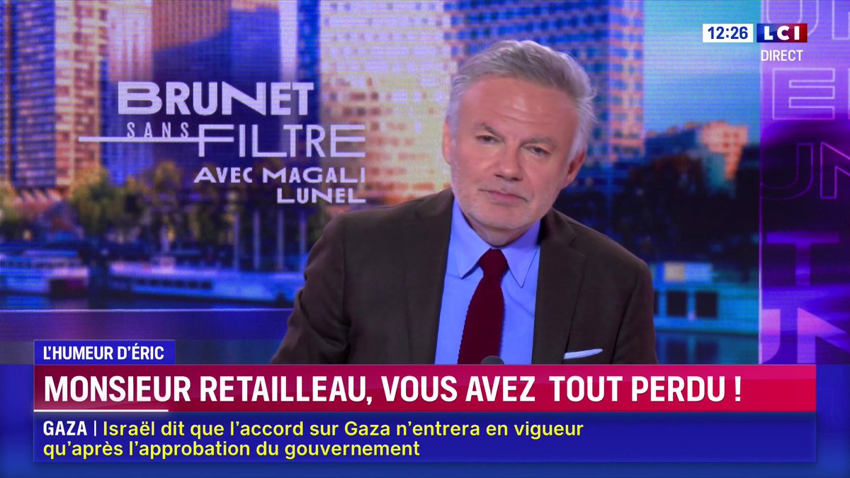 🔴 Monsieur Retailleau, vous avez tout perdu ! ▶️ L’édito d’Eric Brunet dans "Brunet sans filtre", du lundi au vendredi de 12h à 15h sur LCI