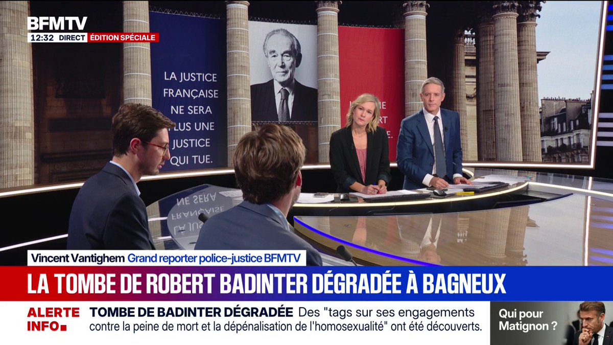 La tombe de Robert Badinter dégradée dans le cimetière de Bagneux ➡️ Des "tags sur ses engagements contre la peine de mort et la dépénalisation de l'homosexualité" ont été découverts