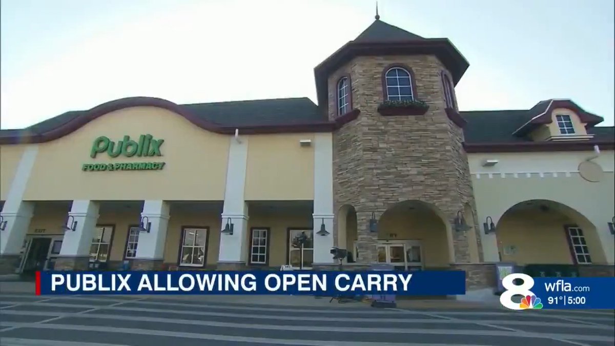 Florida Publix grocery stores allow customers to open carry firearms inside their stores in accordance with state laws. Florida Winn Dixie and Walmart locations still prohibit it in their stores. Shop accordingly... #Florida #2nd #2A
