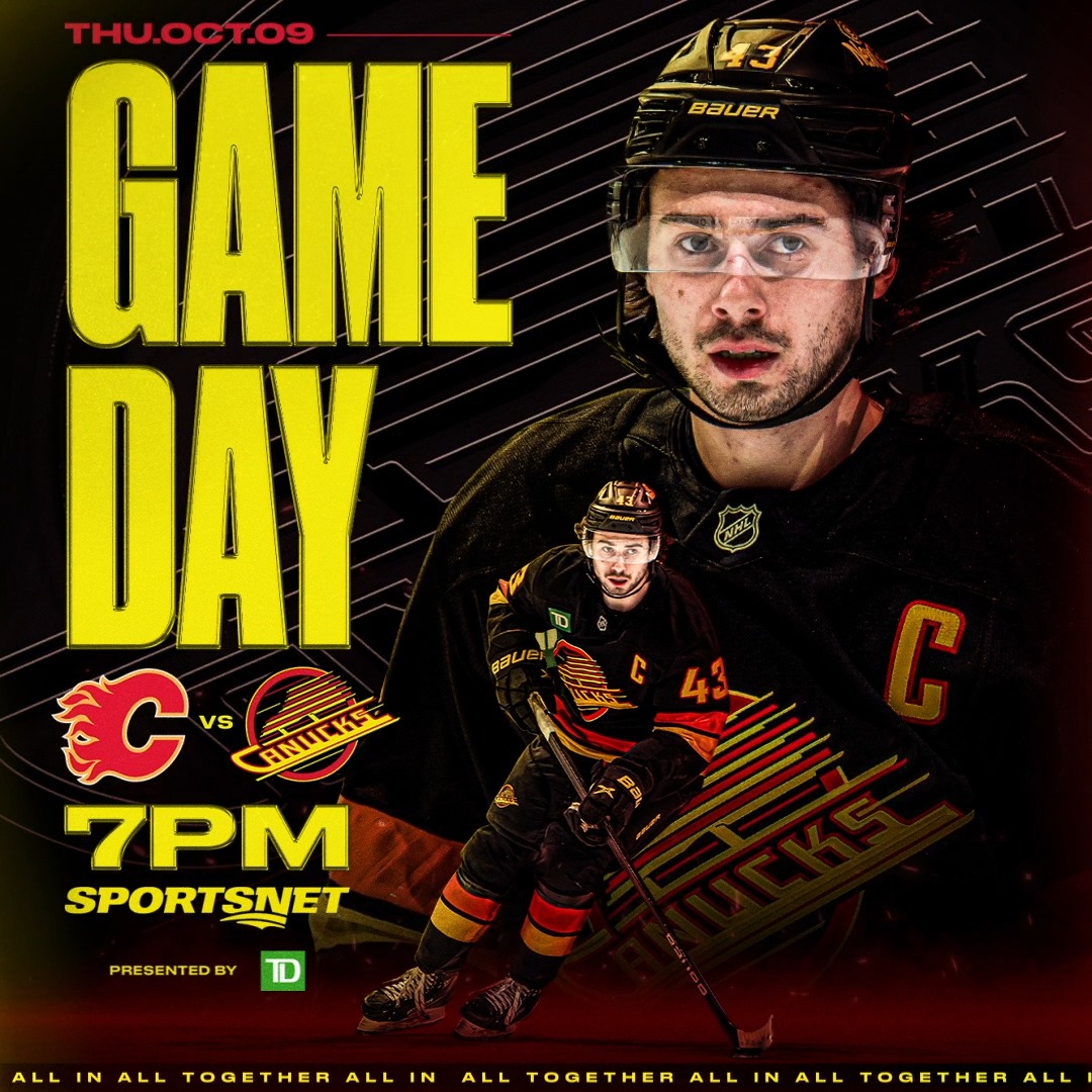 The RETURN of #Canucks hockey❗️ 🆚 Calgary Flames ⏰ 7:00 PM PT 📍 Vancouver, BC 📺 Sportsnet 📻 Sportsnet 650 🎟 Presented by TD (Canada) GAME NOTES |