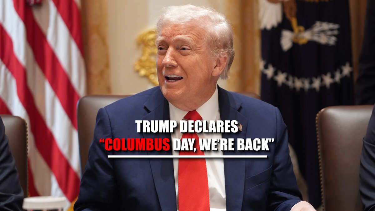 "Columbus Day. We're back." President Trump signs a proclamation reinstating Columbus Day.