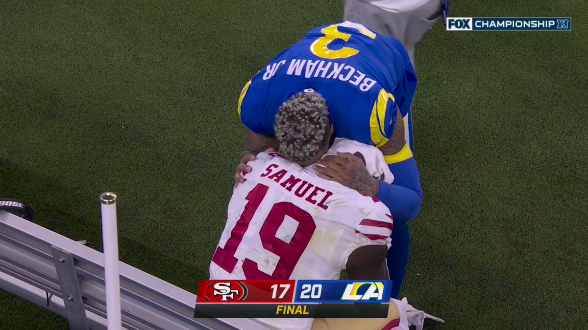 First thing OBJ did after finding out he was going to the Super Bowl was comfort Deebo 👏