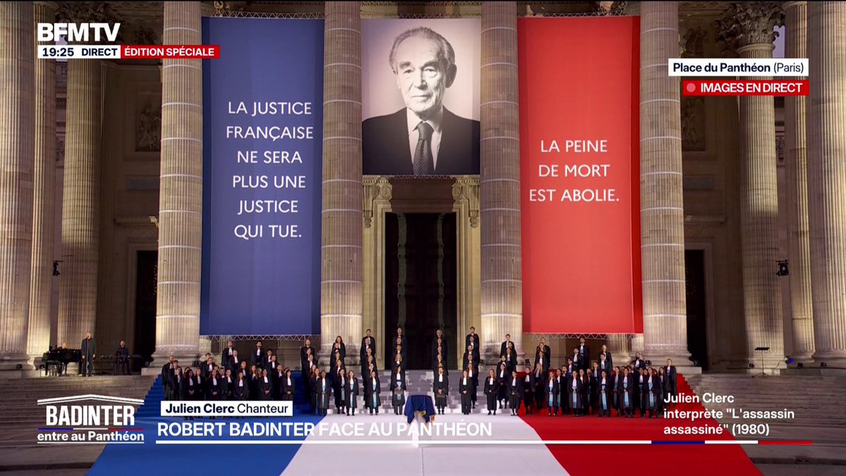 [ 🇫🇷 FRANCE ] ⚫️Père de l’abolition de la peine de mort, Robert Badinter fait son entrée au Panthéon, ce soir. « Messieurs les assassins commencent Oui, mais la société recommence Le sang d'un condamné à mort C'est du sang d'homme, C'en est encore. »