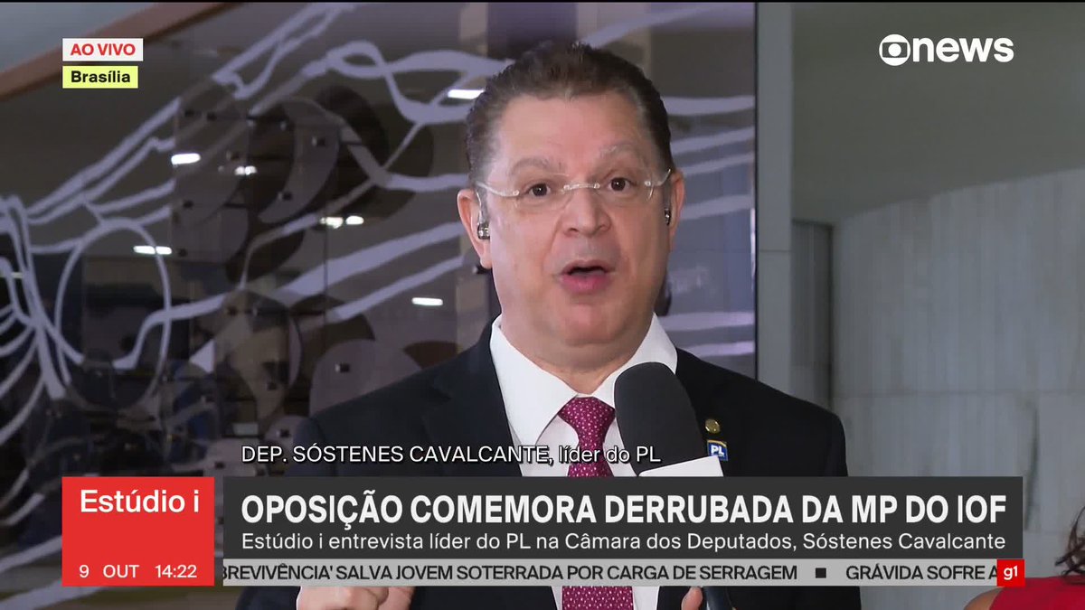 Sóstenes Cavalcante, líder do PL na Câmara, diz que vitória "é de todos", não só de Tarcísio de Freitas, para quem ele ligou pedindo ajuda na articulação para derrubada da MP do IOF. Sóstenes diz que teve "lapso de memória" ao citar apenas Tarcísio, e que outros governadores também ajudaram. ➡ Assista à #GloboNews: #Estudioi