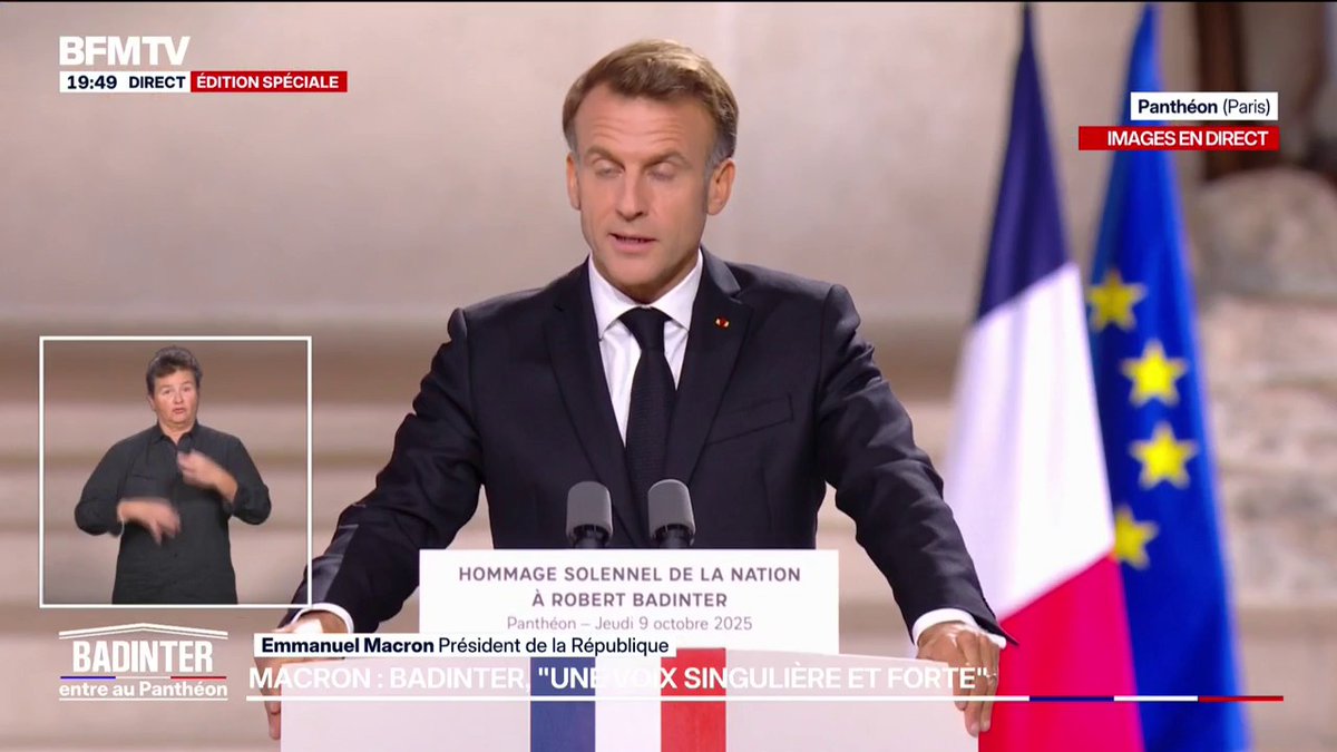 "Son combat n'est pas terminé": Emmanuel Macron promet de porter le combat de Robert Badinter "jusqu’à l’abolition universelle" de la peine de mort