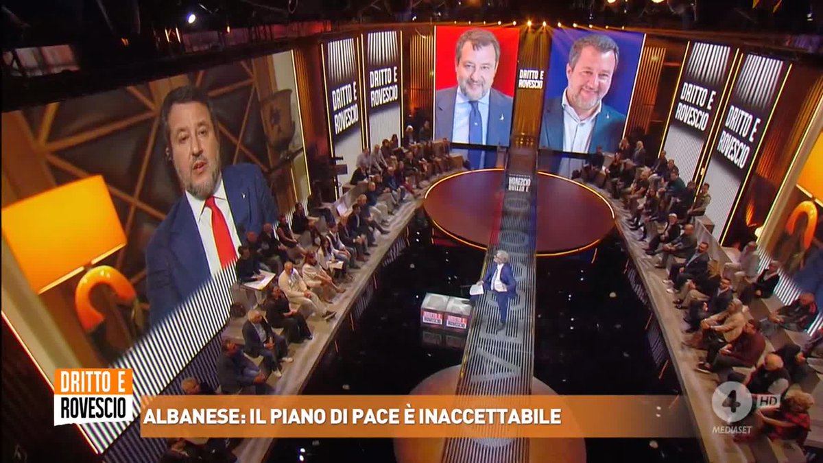 "Francesca Albanese è pericolosa per sé e per gli altri: questa signora vorrebbe mettere in discussione un piano che ha trovato l'ok persino dei terroristi islamici di Hamas? Mi vergogno che all'ONU lei rappresenti l'Italia!" Matteo Salvini a #drittoerovescio