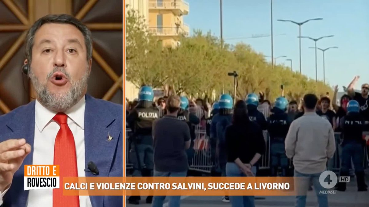 "Non tollereremo più chi aggredisce, chi manda i poliziotti all'ospedale e chi impedisce agli italiani di andare a lavorare, a studiare e a fare una visita medica!" Matteo Salvini a #drittoerovescio sui manifestanti violenti