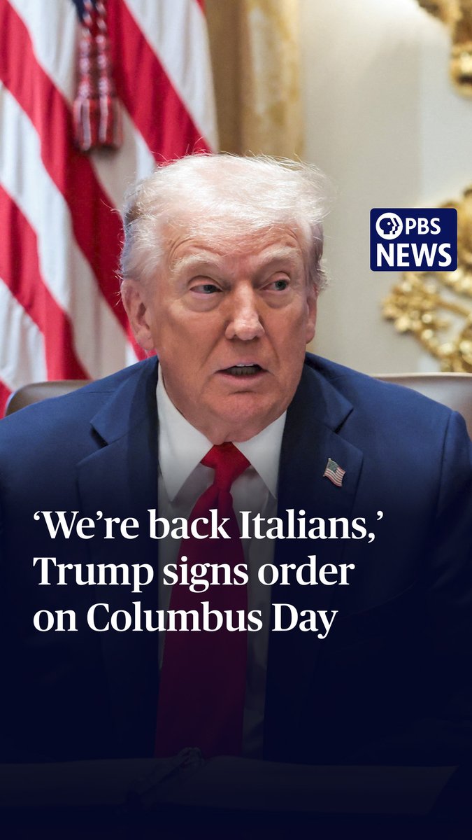 President Donald Trump signed a "Columbus Day" proclamation Thursday, saying, "We're back, Italians." "We're calling it Columbus Day," Trump said. The proclamation honors the Italian explorer Christopher Columbus and officially recognizes the second Monday in October as Columbus Day, which has been a federal holiday since 1937. Recently, states across the country have commemorated the day as Indigenous Peoples Day to acknowledge the genocide and land theft of native people that was committed after Columbus came to the New World. In 2021, then-President Joe Biden signed a proclamation that also recognized the day as Indigenous Peoples' Day. Trump's proclamation comes as his administration continues to target what they see as "woke" polices and institutions.