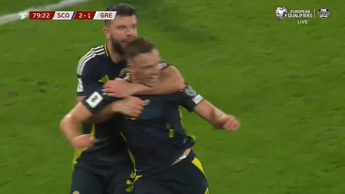 Lewis Ferguson's first international goal for Scotland comes in the 80th minute 🏴 What a time to do it in UEFA FIFA World Cup qualifying ‼️