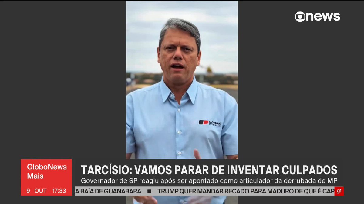 Tarcísio: vamos parar de inventar culpados. Governador de SP reagiu após ser apontado como articulador da derrubada da MP do IOF. #GloboNewsMais ➡ Assista à #GloboNews: