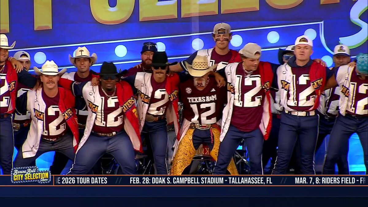Texas Tailgaters vs. Savannah Bananas in College Station 🔥 Watch the Banana Ball City Selection Show now on ESPN2, Disney+ and the ESPN App 🍌
