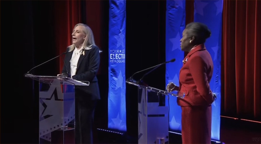 GOP candidate Winsome Earle Sears continually interrupts and talks over Democratic candidate Abigail Spanberger during the Virginia gubernatorial debate.
