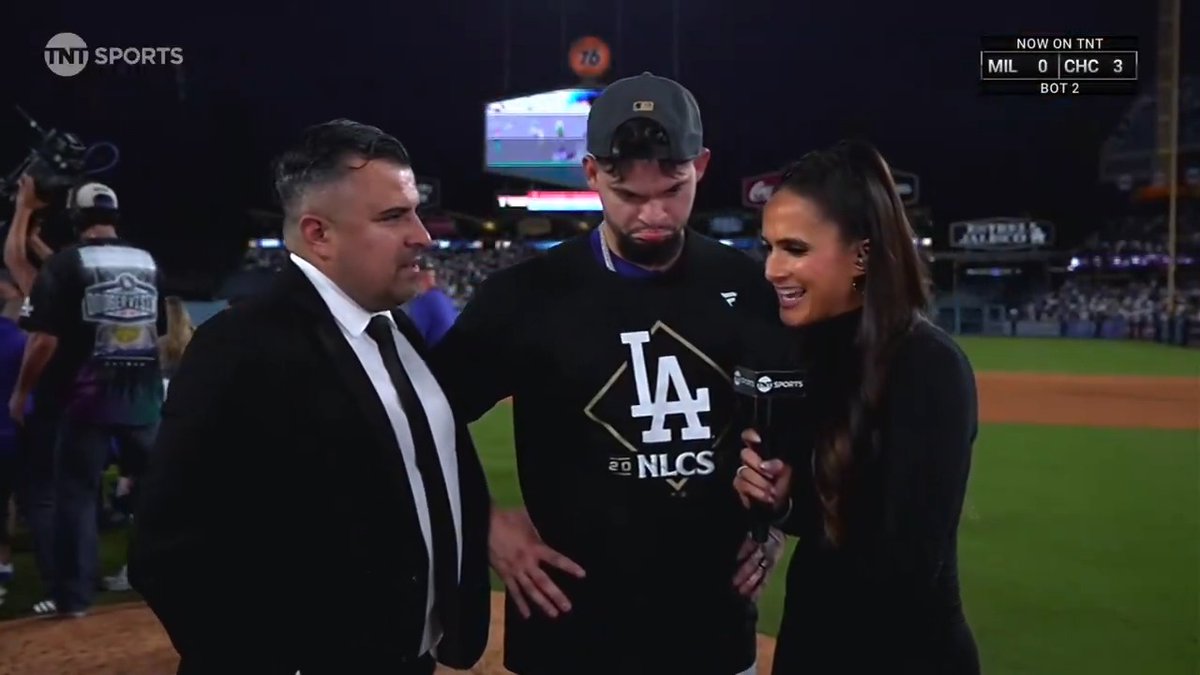 "I thought he was gonna throw it to first but when I saw him throw it to home I kinda had a feeling that the game was over." 🗣️ Andy Pages relived that last wild play with Lauren Shehadi after the Los Angeles Dodgers advanced to the #NLCS.