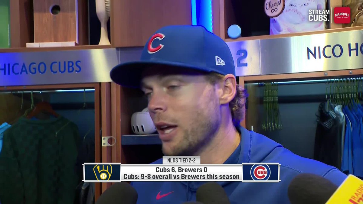 "Our fans are incredible ... we're so grateful to have a home field like this." Nico Hoerner on the energy around Wrigley Field tonight.