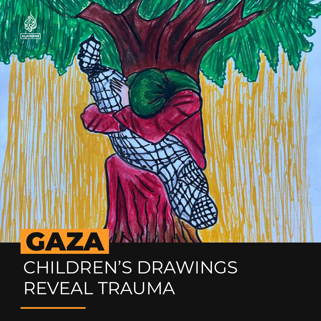 Drawings from Palestinian children in Gaza reveal the trauma of Israel’s war. An aid worker in Gaza, who runs a psychological support programme for children, says that despite a ceasefire the trauma of having their childhood stolen will not go away.