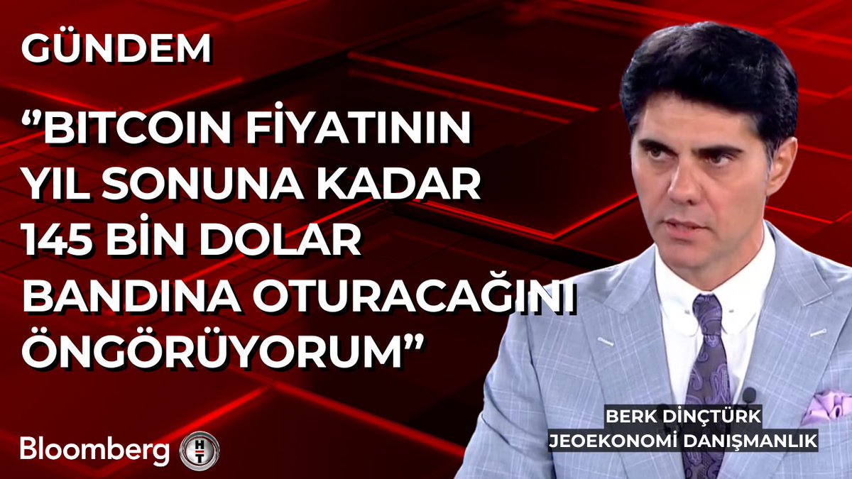 Jeoekonomi Danışmanlık / Berk Dinçtürk: 📍 Bitcoin fiyatının yıl sonuna kadar 145 bin dolar bandına oturacağını öngörüyorum