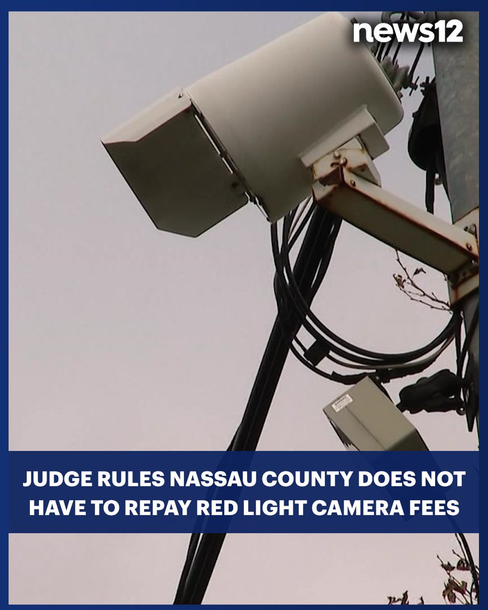 RED LIGHT CAMERAS: A Nassau County judge ruled the county doesn’t need to refund drivers for illegal fees, stating they were paid “voluntarily.” The plaintiff plans to appeal. #News12 #News12LI #Longisland #LongIslandNews #LILocal #NassauCounty