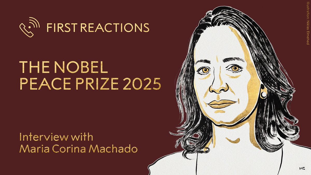 “I am just part of a huge movement. I’m humbled, I’m grateful and I’m honoured.” This morning Maria Corina Machado was announced as this year’s Nobel Peace Prize laureate. Directly after the news was broken, she describes how honoured she felt to be awarded the peace prize, and highlights the strength of her fellow Venezuelans. Listen now: #NobelPrize #NobelPeacePrize