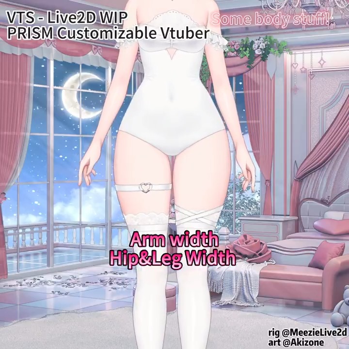 Showing some of our Customizable Vtuber Model's body parameters!! We added slider for boob physics as requested~ We can do a LOT more, but they might conflict with our future plans, so we are still debating😣