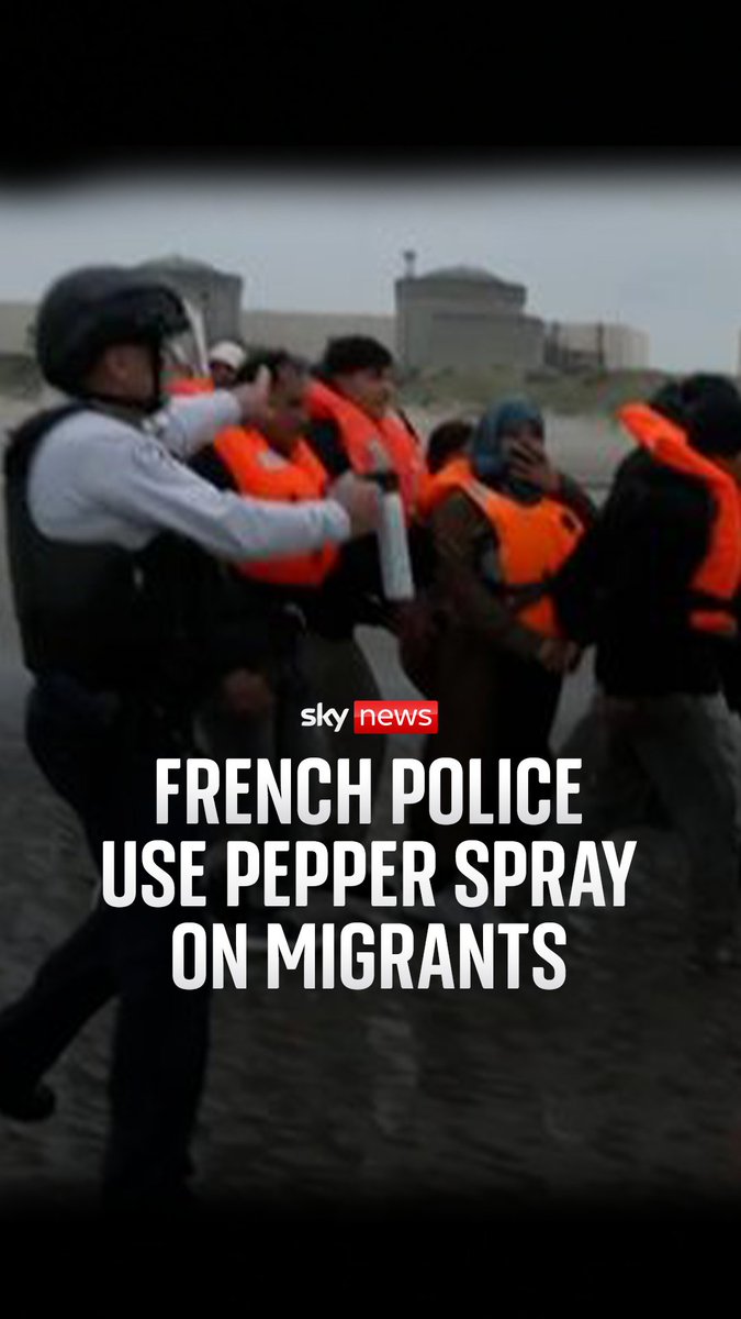 The French officers used pepper spray on the roughly 100 men and women who had gathered on Gravelines beach. At least 70 people made it to the boat and were pictured taking off across the channel towards Dover.