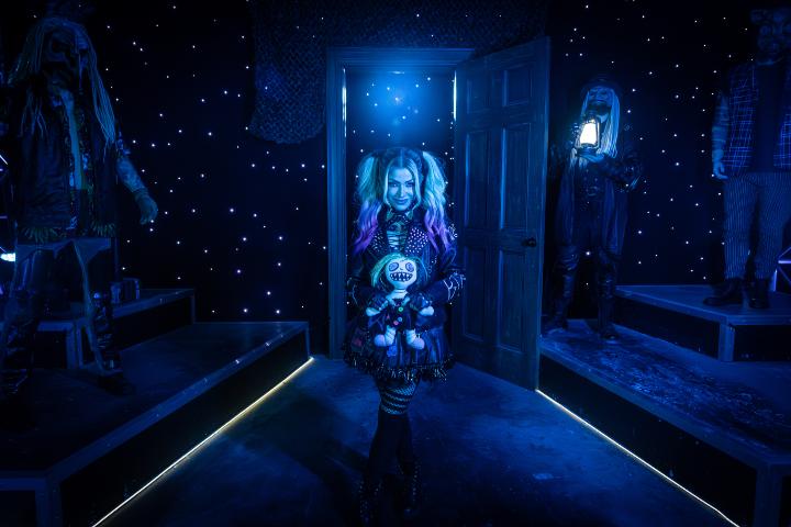 fear is the catalyst. watch as Lexi (Kaufman) Cabrera scares the 💩 out of guests at WWE Presents: The Horrors of The Wyatt Sicks. WWE