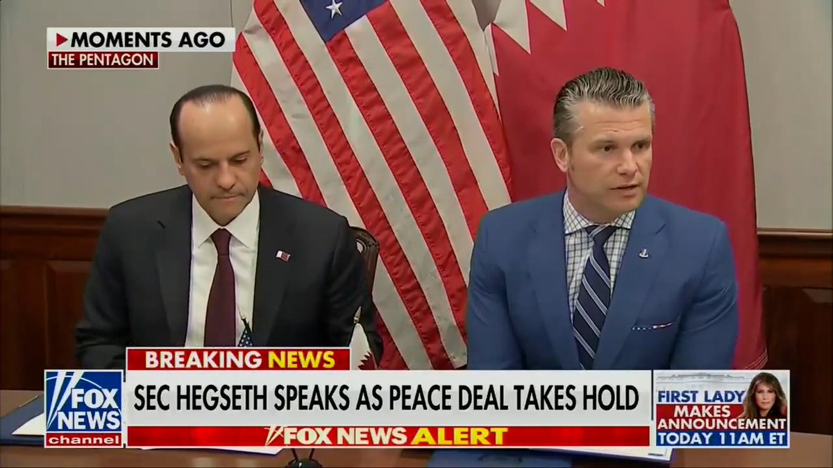 Hegseth: I'm also proud that today we're signing a letter of acceptance to build a Qatari Emeri air force facility at the Mountain Home Airbase in Idaho.