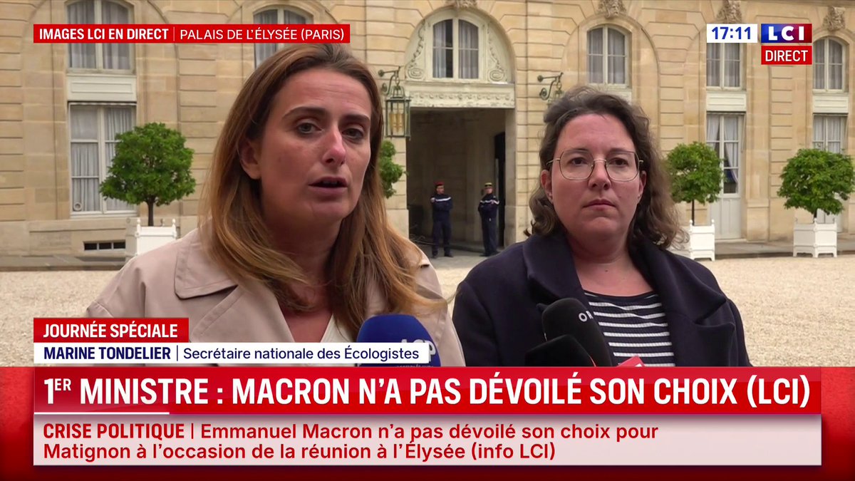 🔴 "Nous sortons de cette réunion sidérés (...) Le prochain Premier ministre qui devrait être nommé dans les heures qui viennent ne sera pas dans notre camp politique", Marine Tondelier