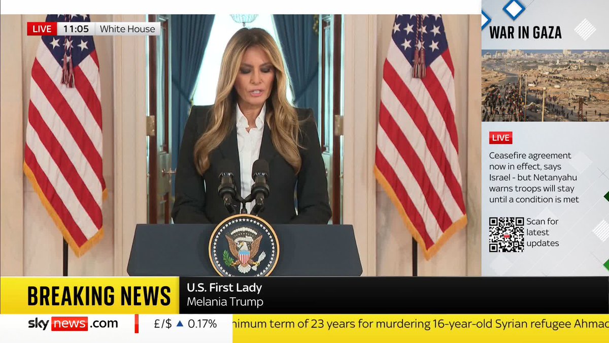 BREAKING: US First Lady Melania Trump announces President Putin responded to her letter about children impacted by the war in Ukraine. She announces that eight children have been reunited with their families in the past 24 hours. 📺 Sky 501