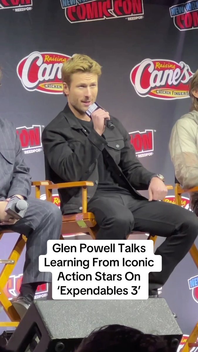 #TheRunningMan star Glen Powell talks learning from iconic action stars on the set of #Expendables3.