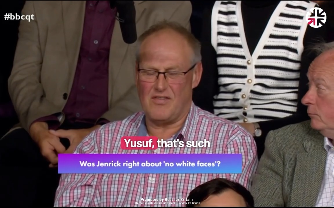 Fantastic comments from the audience on #bbcqt. Politicians should take note and stop stoking division and fear. "The vast majority of people in this country live very happily and very peacefully together." 👏