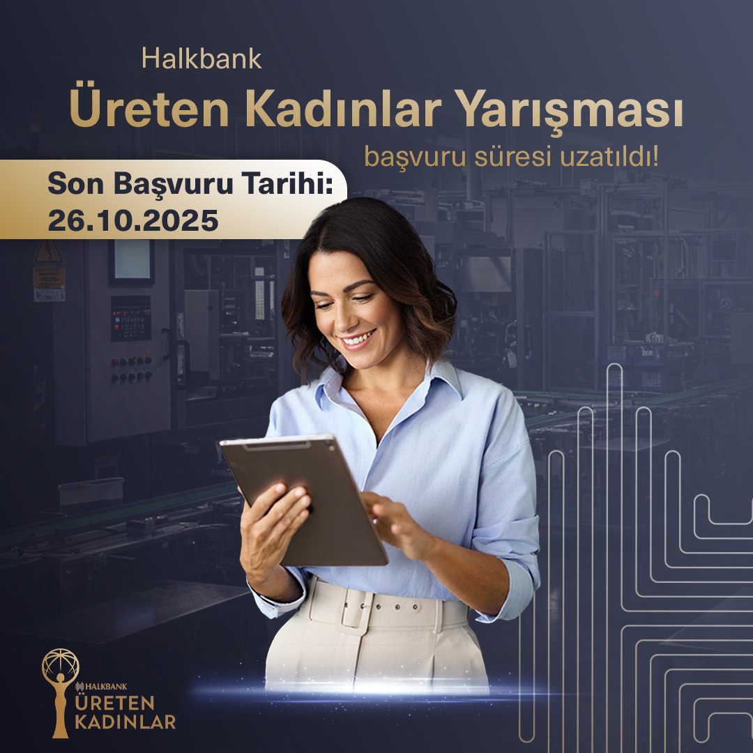 Üreten kadınların gücüne inanıyor, onlara her adımlarında destek olmaya devam ediyoruz! #Halkbank #ÜretenKadınlarYarışması’na katılmak için son başvuru tarihi 26 Ekim 2025. Detaylar ve başvurular için web sitemizi ziyaret edebilirsiniz.