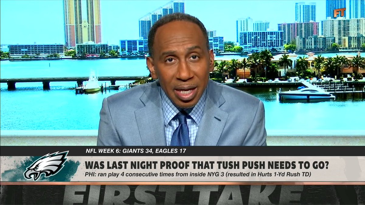 "I never felt this play should be eliminated until last night." Stephen A Smith shares his thoughts on the tush push following the Eagles/Giants game 👀