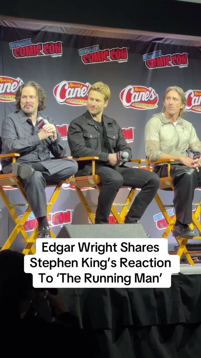 Director Edgar Wright shares Stephen King’s reaction to #TheRunningMan at #NYCC.