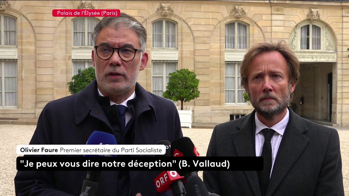 🔴 DIRECT - "Comme nous n'avons obtenu aucune garantie, il n'y a aucune garantie de non censure de notre part", annonce le patron des socialistes, Olivier Faure, à la sortie de la réunion des chefs de partis avec Emmanuel Macron #canal16