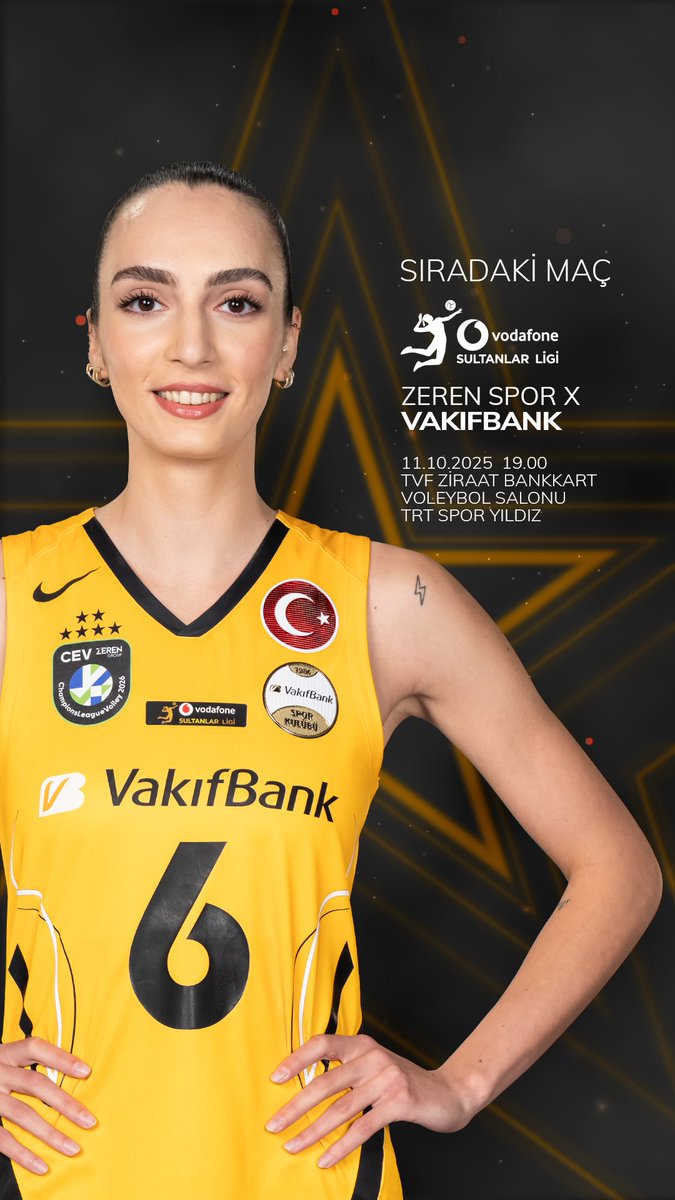 🏆 Vodafone Sultanlar Ligi 🏐 Zeren Spor – VakıfBank 📍 TVF Ziraat Bankkart Voleybol Salonu 🗓 11.10.2025 📺 TRT Spor Yıldız ⏰ 19.00 #ForMore