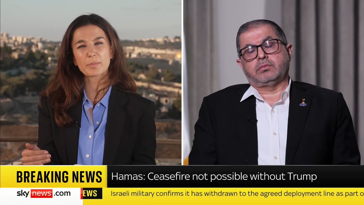 In an exclusive interview with Yalda Hakim, Senior Hamas official Dr Basem Naim says Hamas would be willing to step aside for a Palestinian body to govern a post-war Gaza, but that they would remain "on the ground". 📺 Sky 501