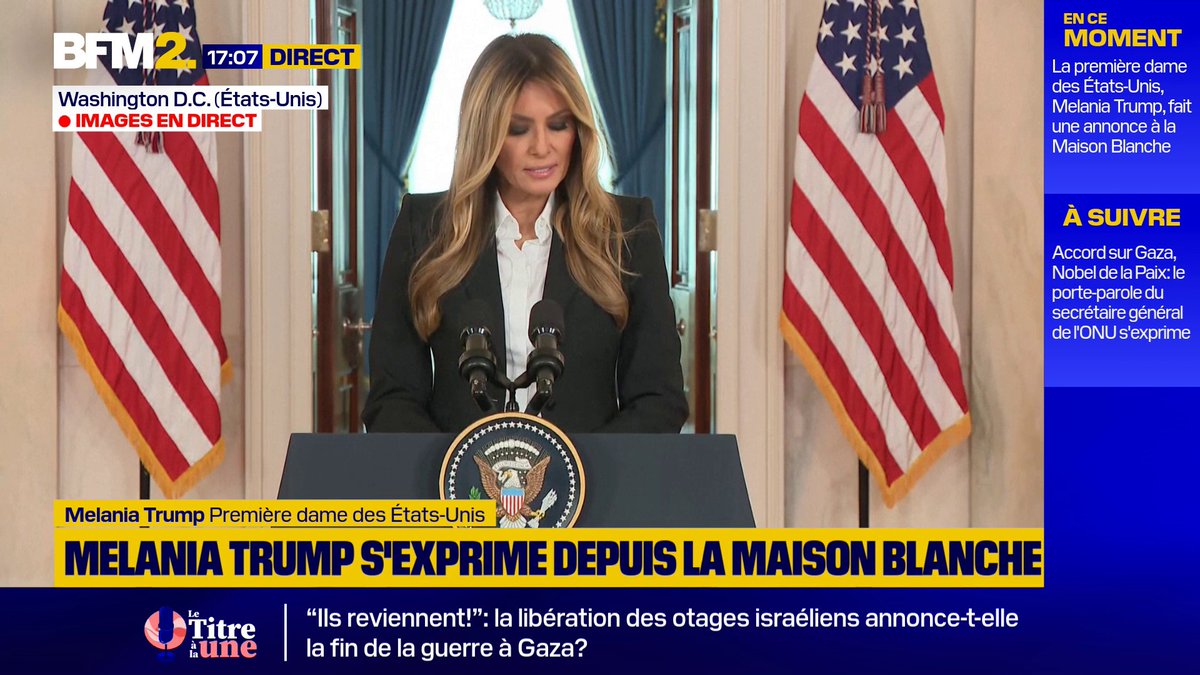 Guerre en Ukraine: "Ma mission est double, optimiser un échange transparent (...) sur la santé de tous les enfants qui ont été victimes de cette guerre et faciliter la communication des enfants avec leurs familles" déclare Melania Trump depuis la Maison blanche #BFM2