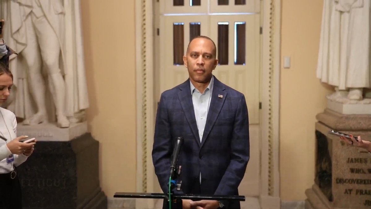 Hakeem Jeffries gets called out for taking paychecks away from our troops "You're already seeing paychecks missed, soldiers lining up at food kitchens" JEFFRIES: "[Republicans] decided to shut the government down" "But they have voted for a temporary government funding [bill]"