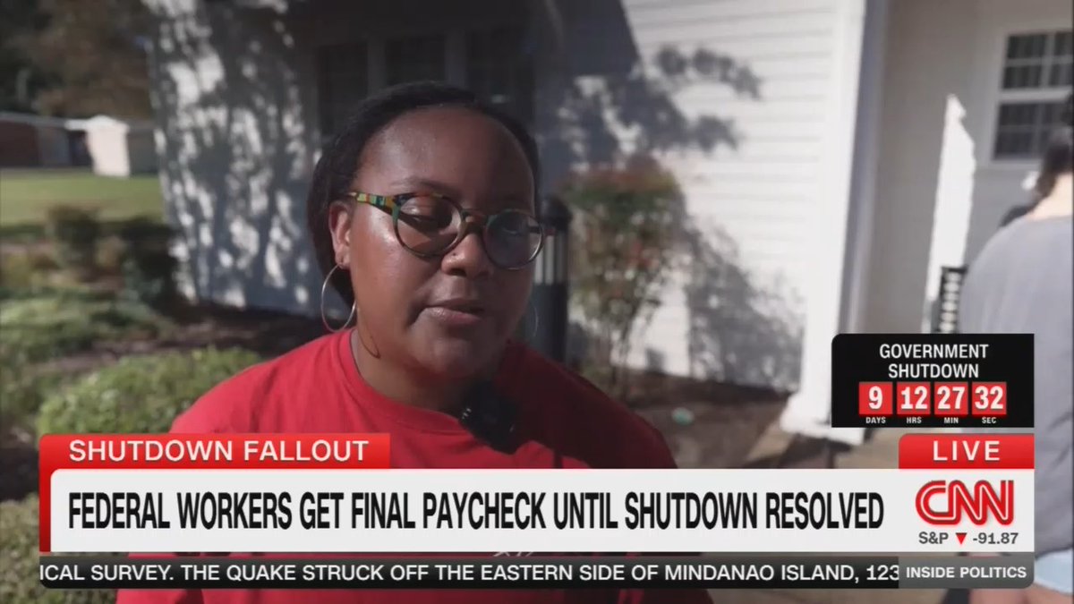 Federal workers speak out about the financial hardship they're experiencing during GOP government shutdown: "Very stressful and honestly I pray that it doesn't roll into those many days. There's already a strain... I think the blame is on Trump and the Republicans"
