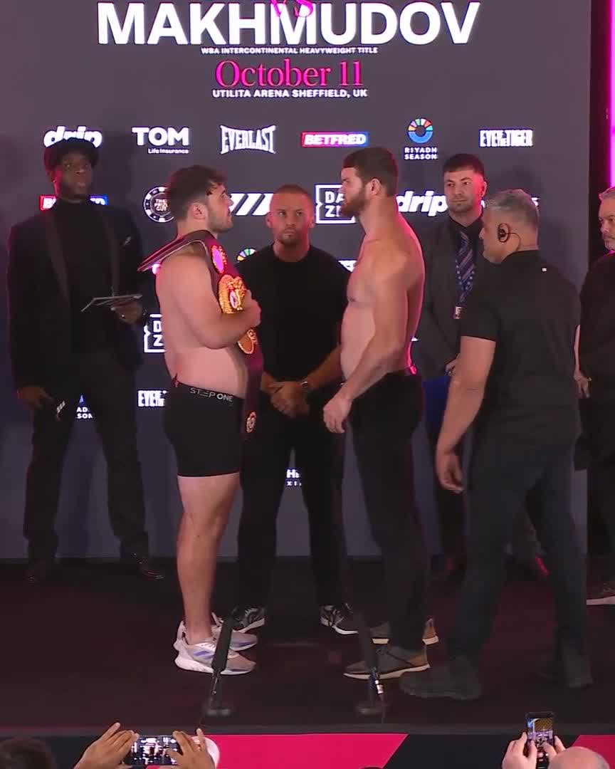 THE FINAL FACE-OFF 🦏🦁 Dave Allen vs Arslanbek Makhmudov 🛡️ WBA Intercontinental Heavyweight Title #AllenMakhmudov live on DAZN Boxing tomorrow!