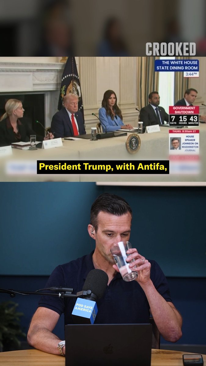 "The president got together his top advisors, with a group of third-tier right-wing influencers to talk about how to use America's massive, post-9/11 counterterrorism apparatus to take down a group they made up" –Dan Pfeiffer on Trump's Antifa roundtable.