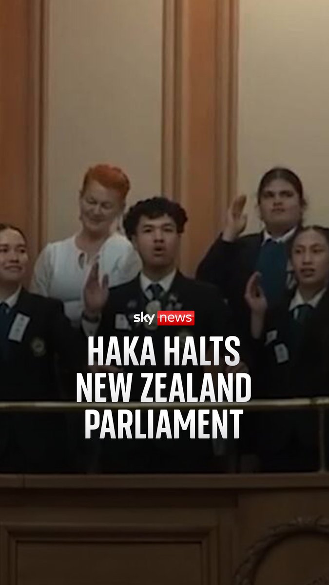 Watch the moment the haka brought parliament to a halt in New Zealand. The newest MP from the Maori Party, Oriini Kaipara, finished her maiden speech and the people in the public gallery broke out into a Haka, a traditional Maori dance. ⬇️