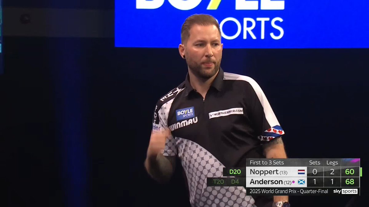 NOPPERT BACK LEVEL! Danny Noppert responds impressively in set two to restore parity against Gary Anderson! 📺 #WGPDarts | QFs