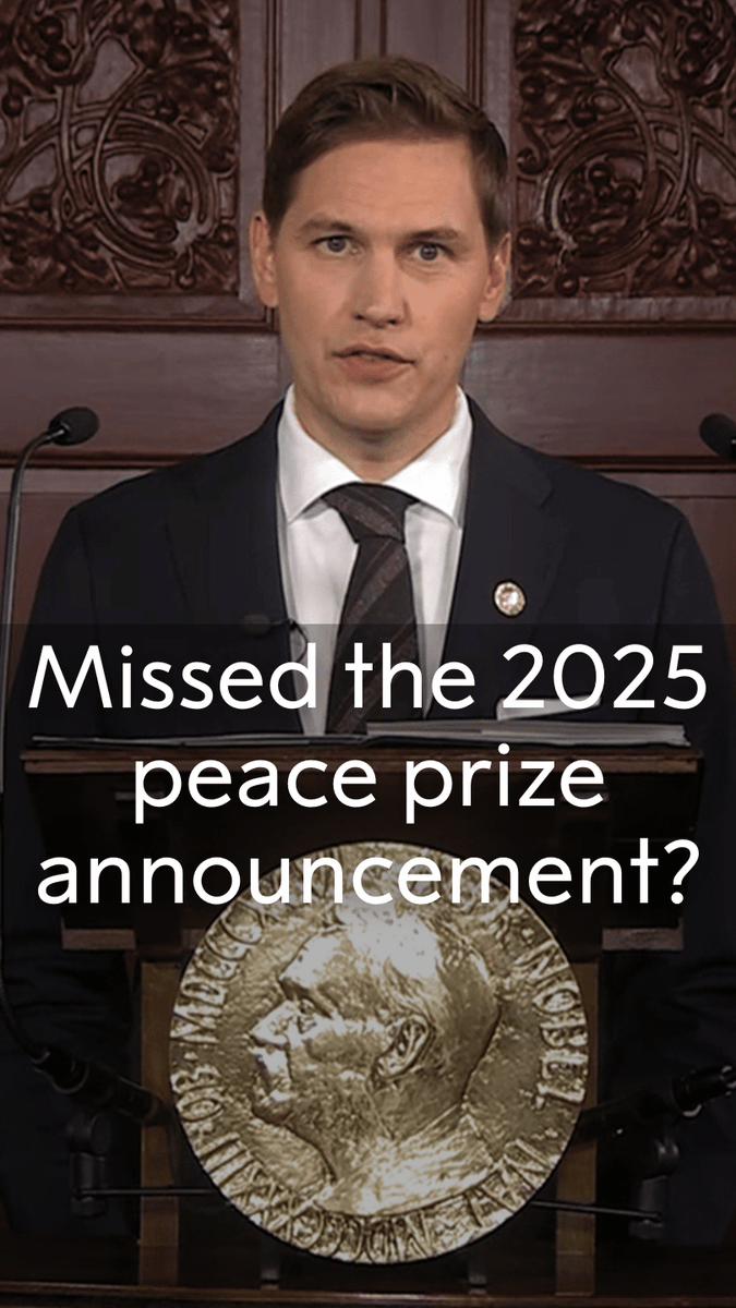 "The 2025 Nobel Peace Prize is awarded to..." Watch to catch up on all the news from the announcement of today's peace prize. #NobelPrize #NobelPeacePrize