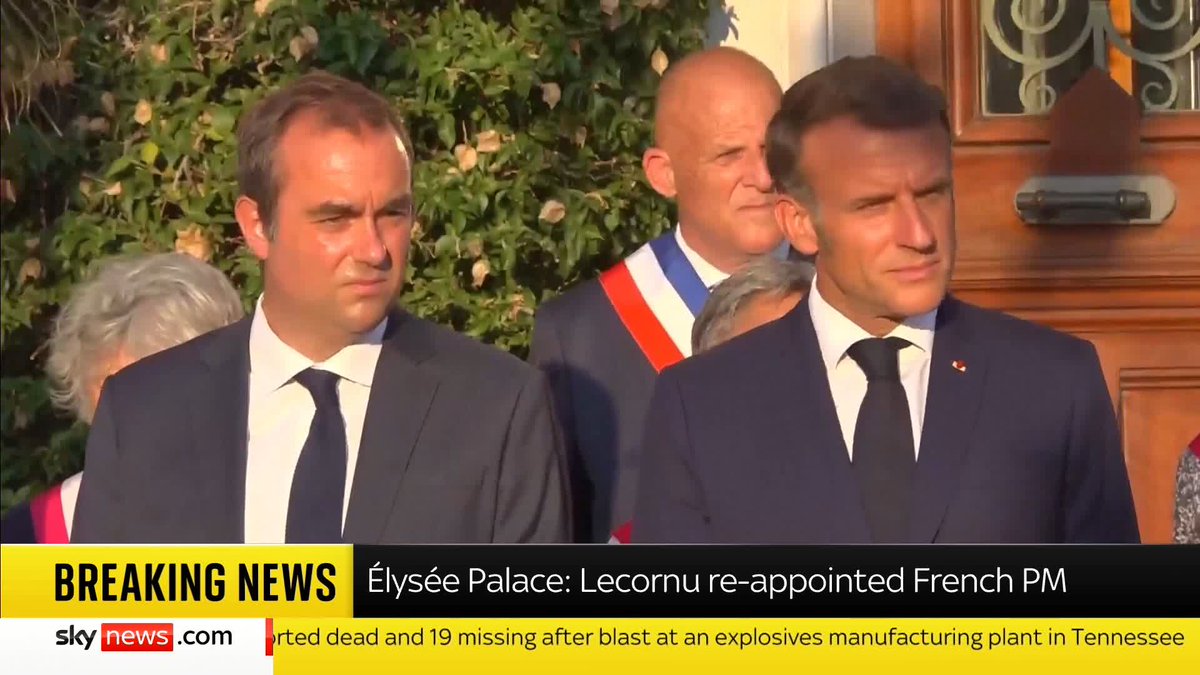 BREAKING: President Emmanuel Macron has re-appointed Sebastien Lecornu as prime minister, days after the French politician resigned from the role. 📺 Sky 501, Virgin 602, Freeview 233 and YouTube