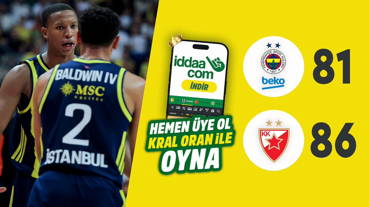 🏀 EuroLeague'in 3. haftasında Kızılyıldız, Fenerbahçe Beko'yu 86-81 mağlup etti. 🟡 iddaa &