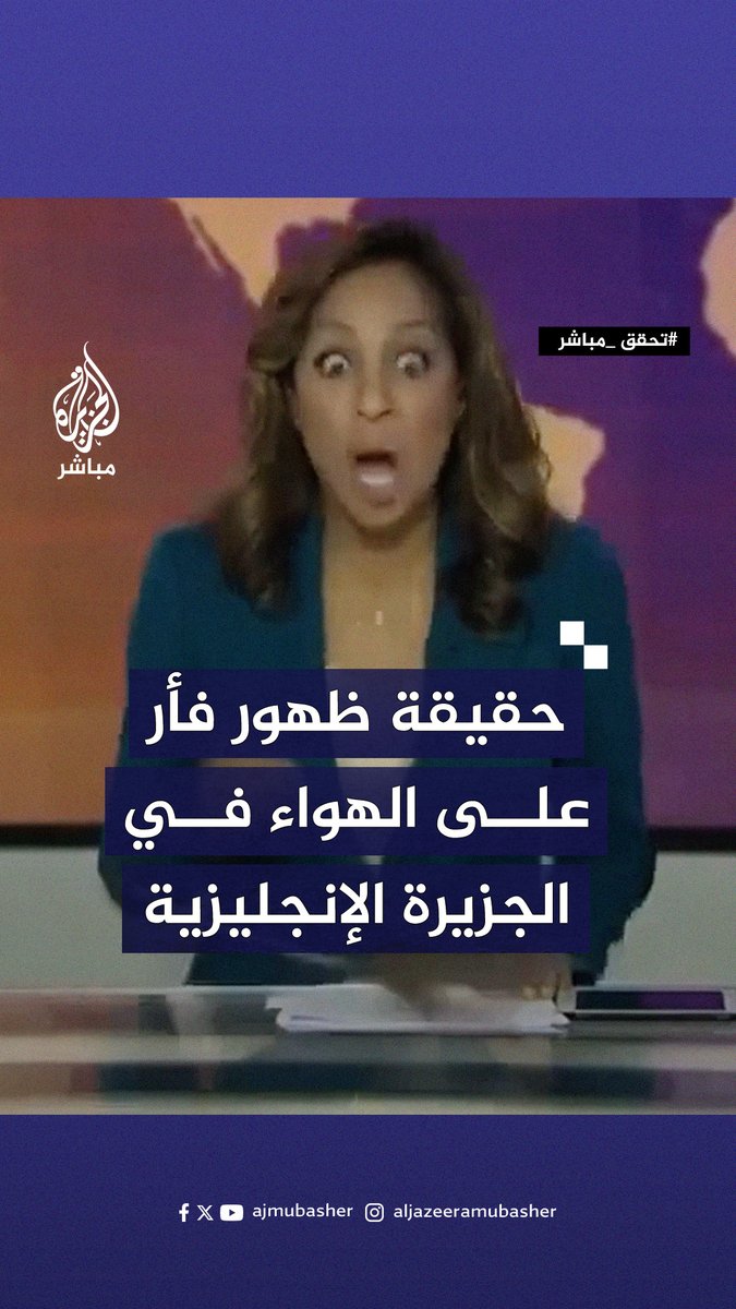 نشطاء يتداولون فيديو للحظة ظهور فأر على الهواء في استوديو الجزيرة الإنجليزية ورعب المذيعة منه.. ما حقيقة المقطع؟ #الجزيرة_مباشر