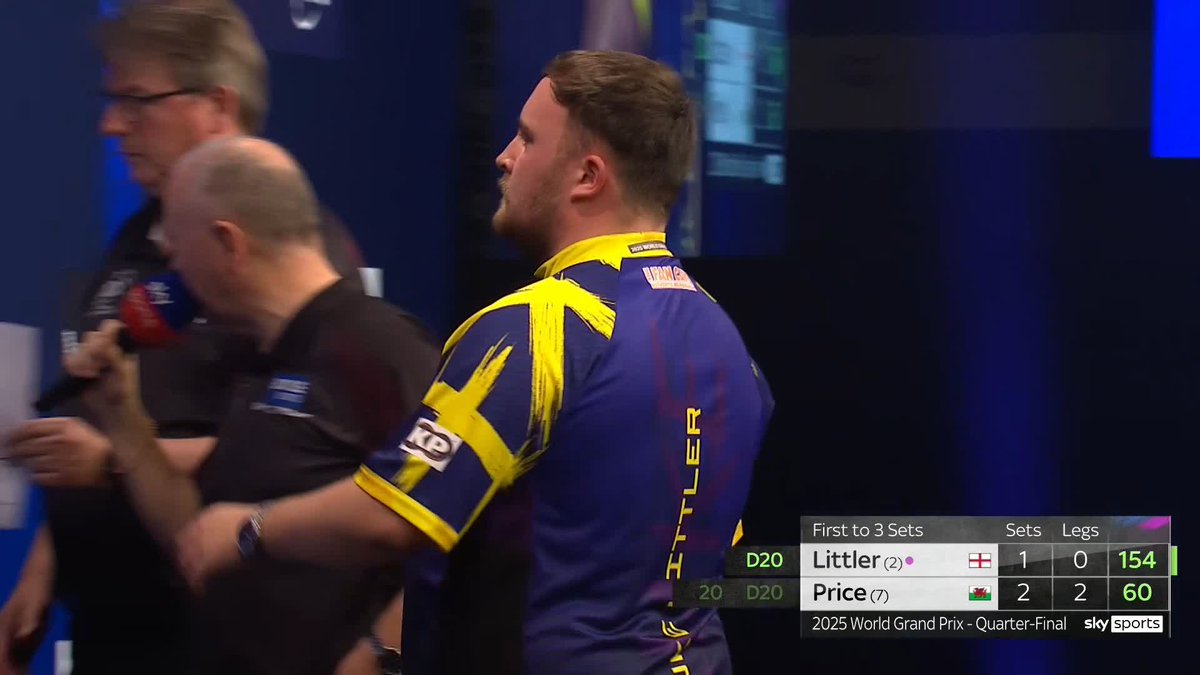 WHAT A SKIN-SAVER! That's INCREDIBLE! 🤯 With Price poised on a two-darter for victory, Luke Littler produces a magnificent 154 finish to keep his hopes alive! 📺 #WGPDarts | QFs